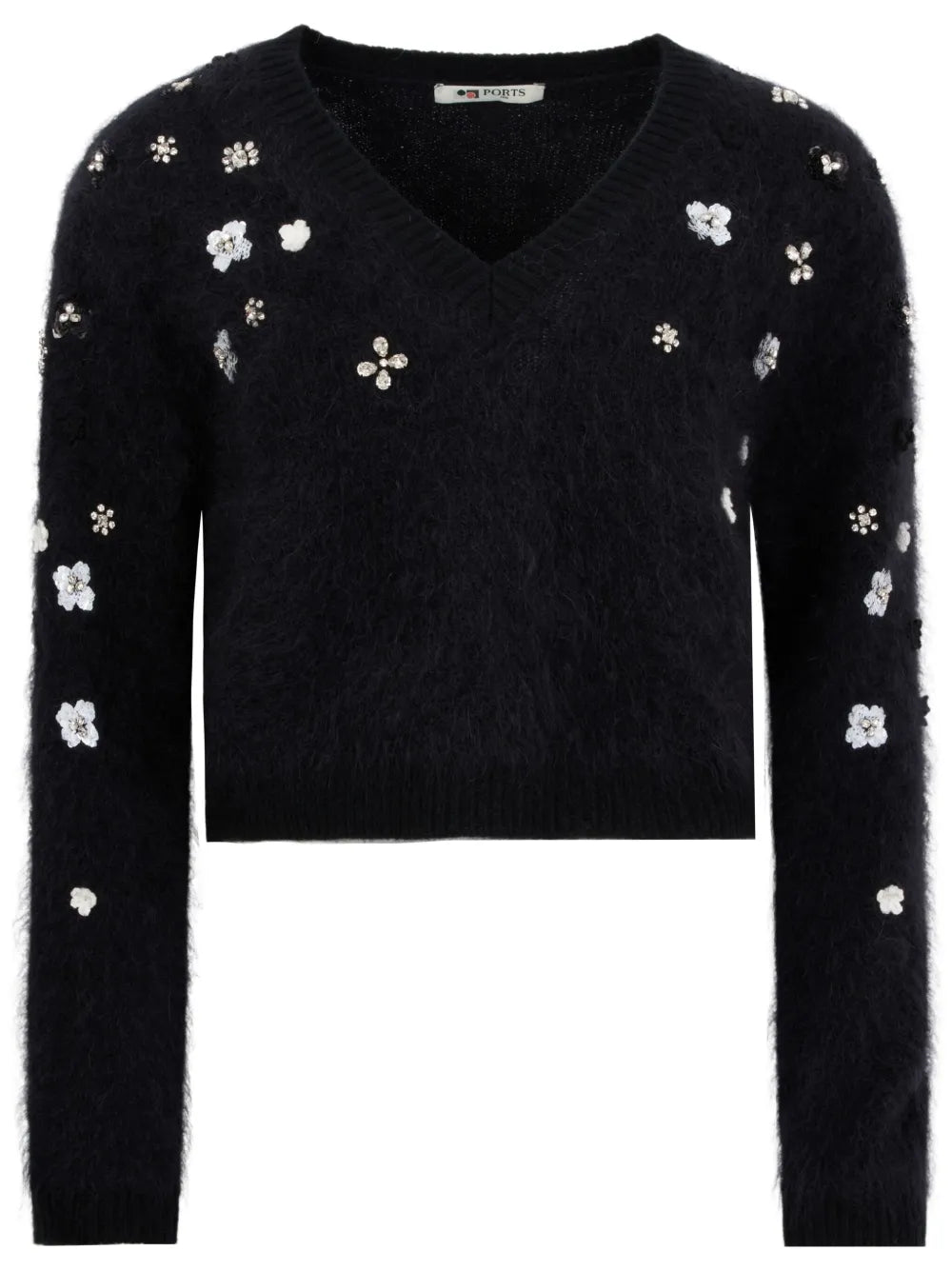 Mohair-Blend V-Neck Sweater