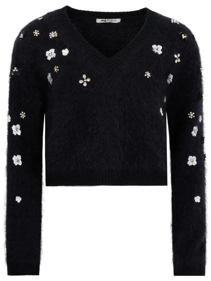 Mohair-Blend V-Neck Sweater