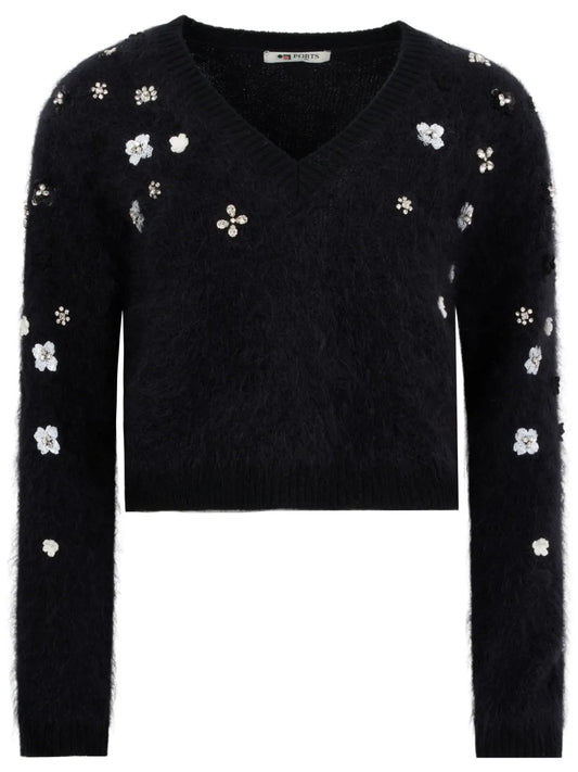 Mohair-Blend V-Neck Sweater