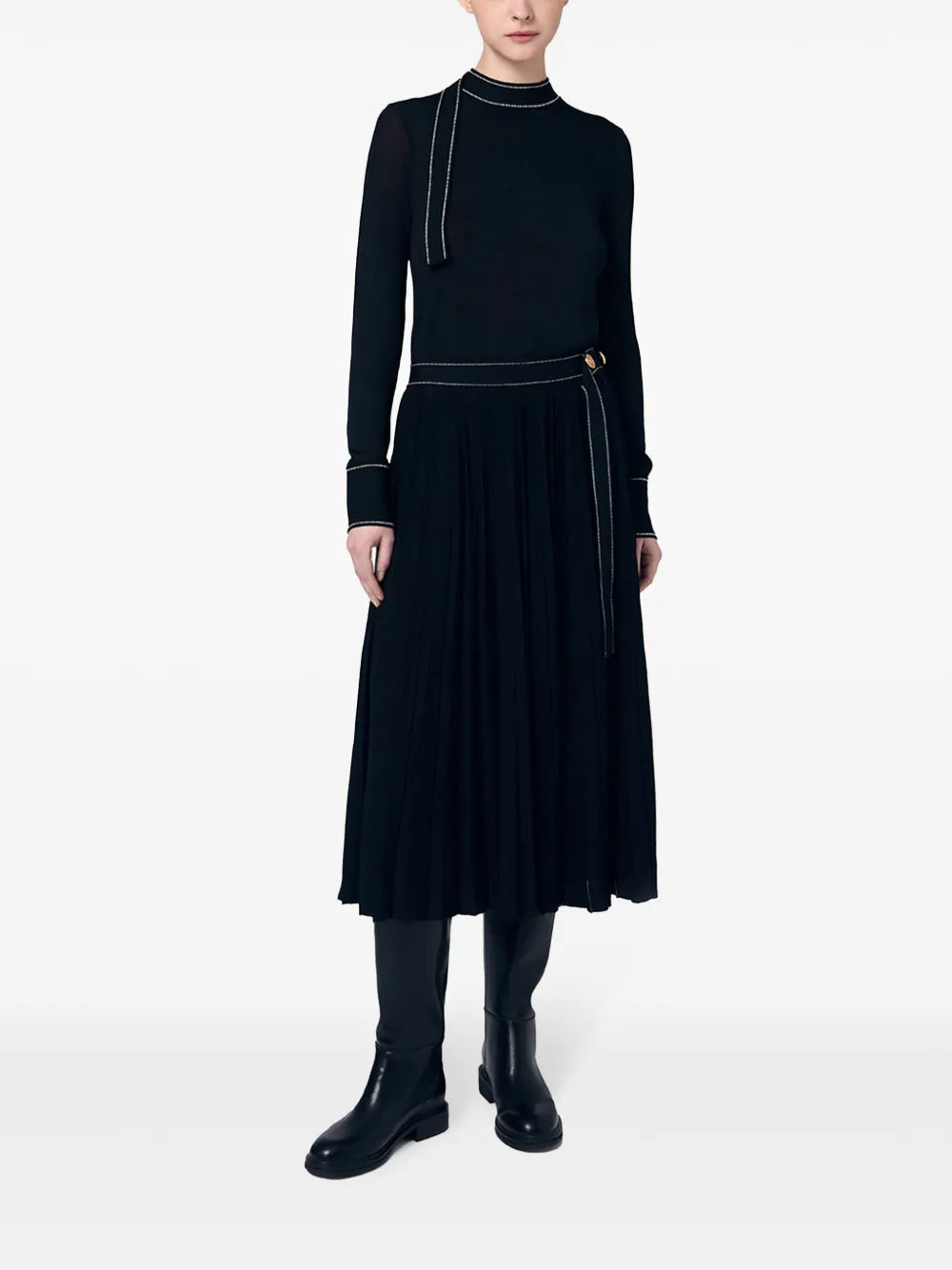 Contrast-Stitching Sweater