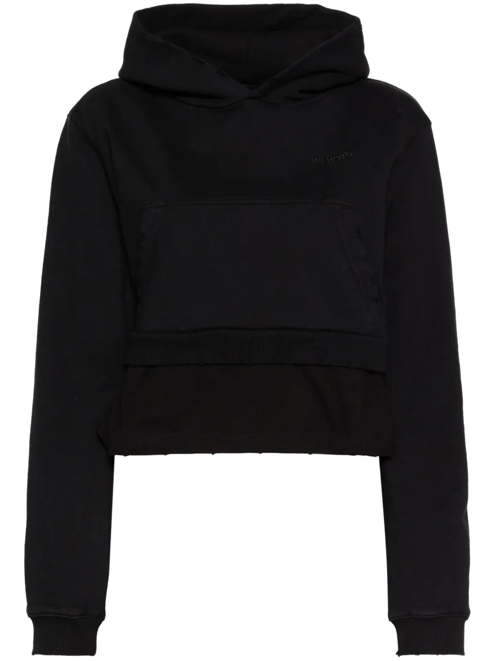 Faux-Pearl Embellishment Layered Hoodie