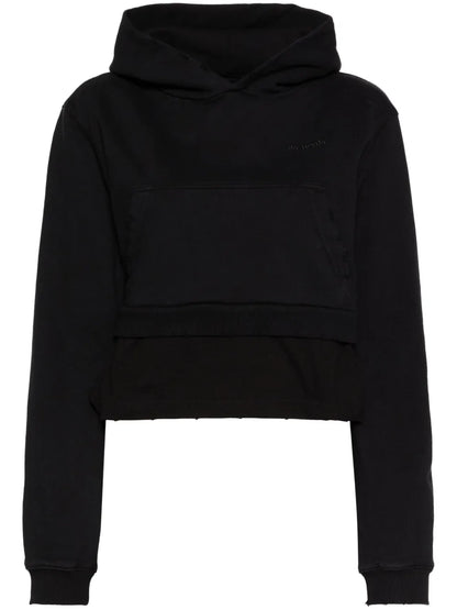 Faux-Pearl Embellishment Layered Hoodie
