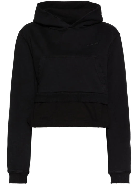 Faux-Pearl Embellishment Layered Hoodie