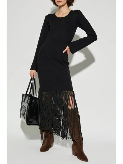 Fringe-Detail Midi Dress