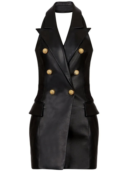 Leather Halterneck Dress