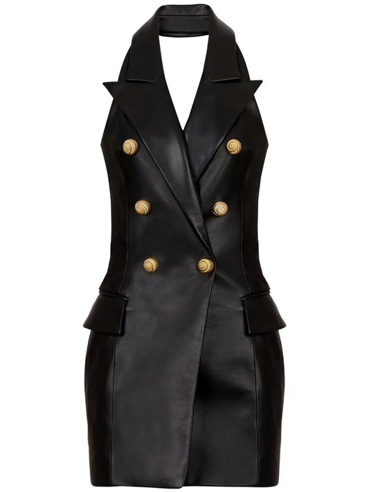 Leather Halterneck Dress