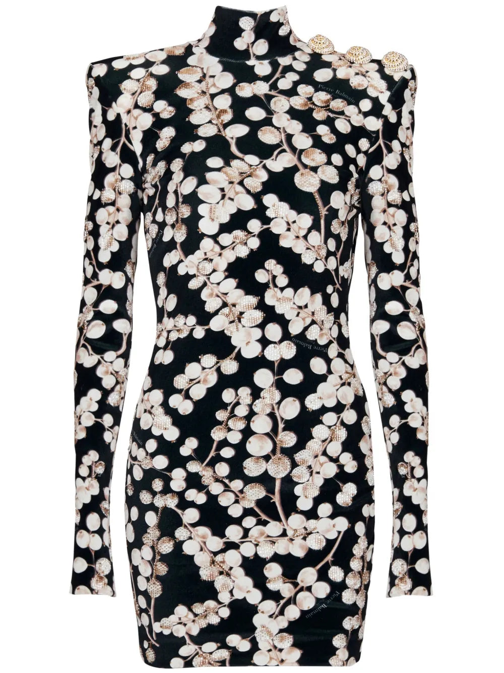 Redcurrant-Print Velvet Mini Dress