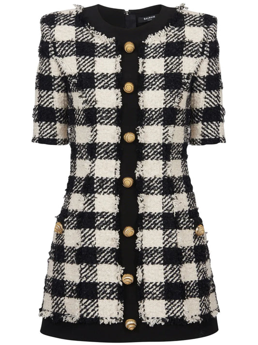 Gingham Tweed Dress