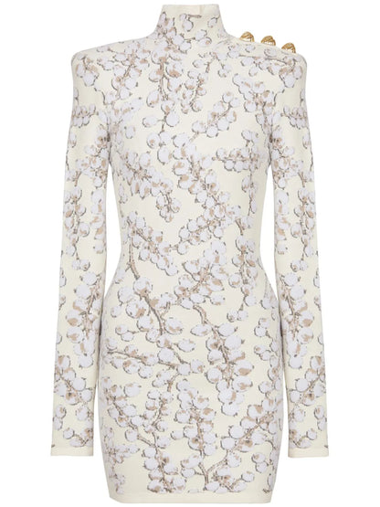 Redcurrant Jacquard-Knit Mini Dress