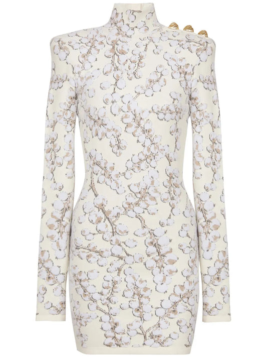 Redcurrant Jacquard-Knit Mini Dress