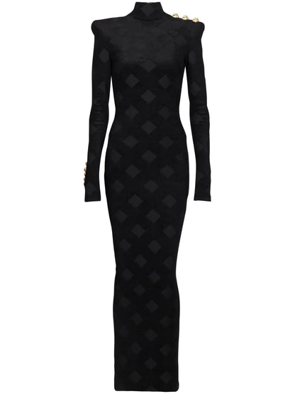 Gingham Bouclé Maxi Dress
