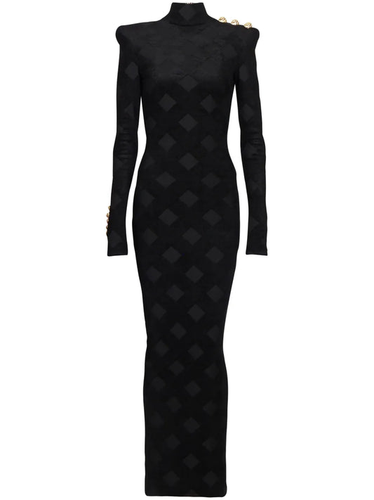 Gingham Bouclé Maxi Dress