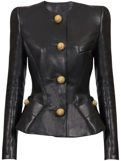 Leather Peplum Jacket