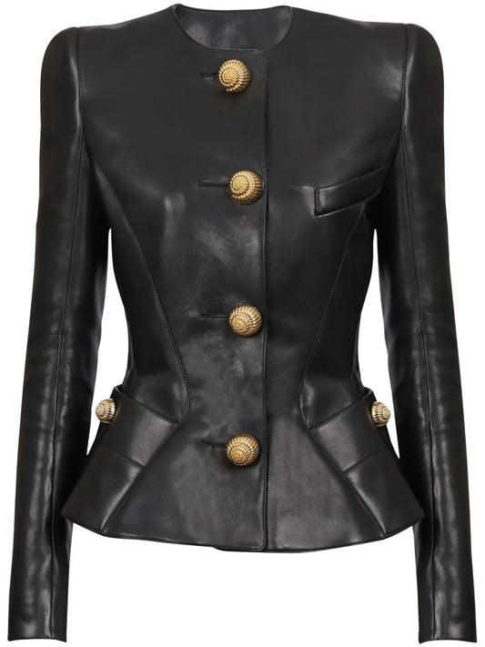 Leather Peplum Jacket