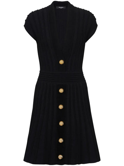 Buttoned Velvet Mini Dress