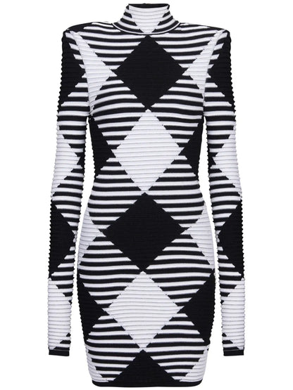 Gingham Knit Mini Dress