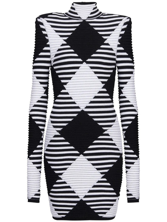 Gingham Knit Mini Dress