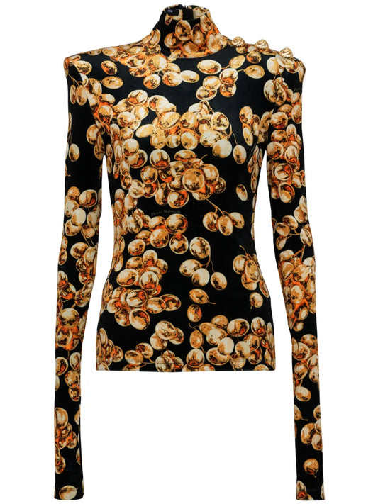 Grape Print Velvet Top