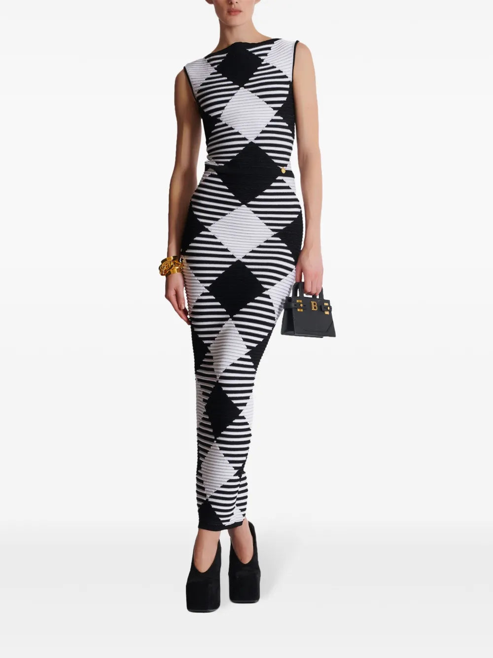 Gingham Pattern Midi-Skirt