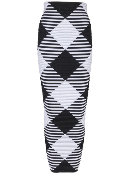 Gingham Pattern Midi-Skirt