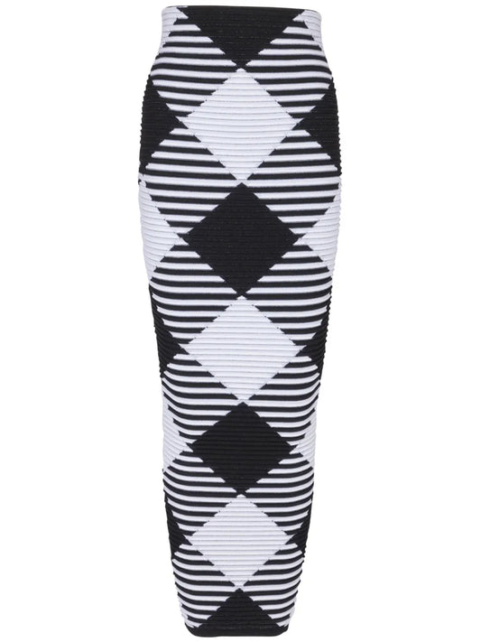 Gingham Pattern Midi-Skirt