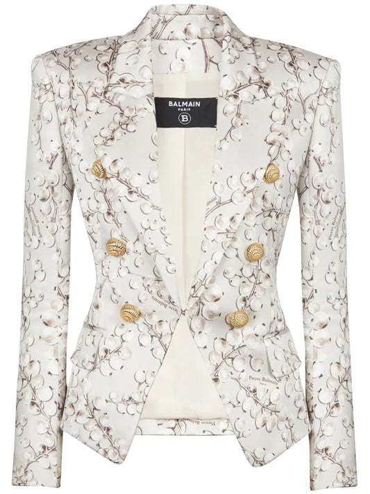 Redcurrant-Print Satin Blazer