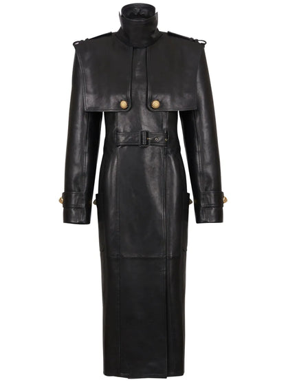 Belted Lambskin Trench Coat