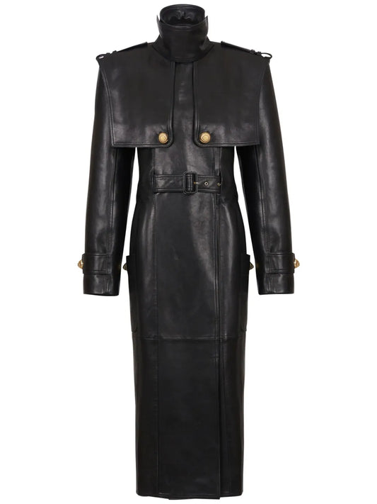 Belted Lambskin Trench Coat