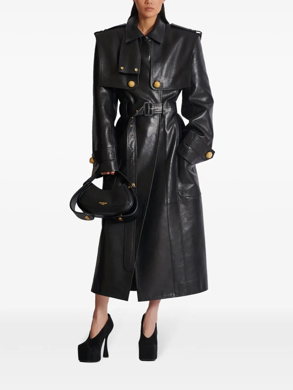 Belted Lambskin Trench Coat