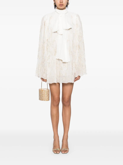 Floral-Embroidered Mini Dress