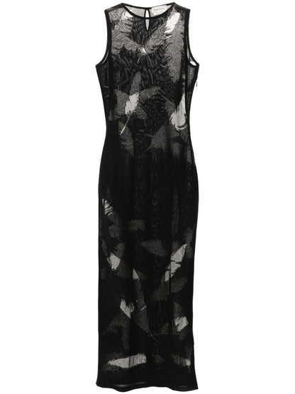 Feather-Intarsia Pencil Dress