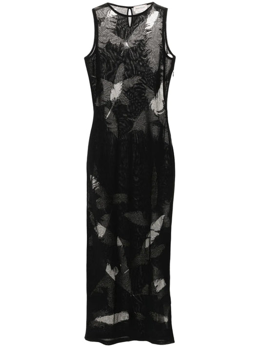 Feather-Intarsia Pencil Dress