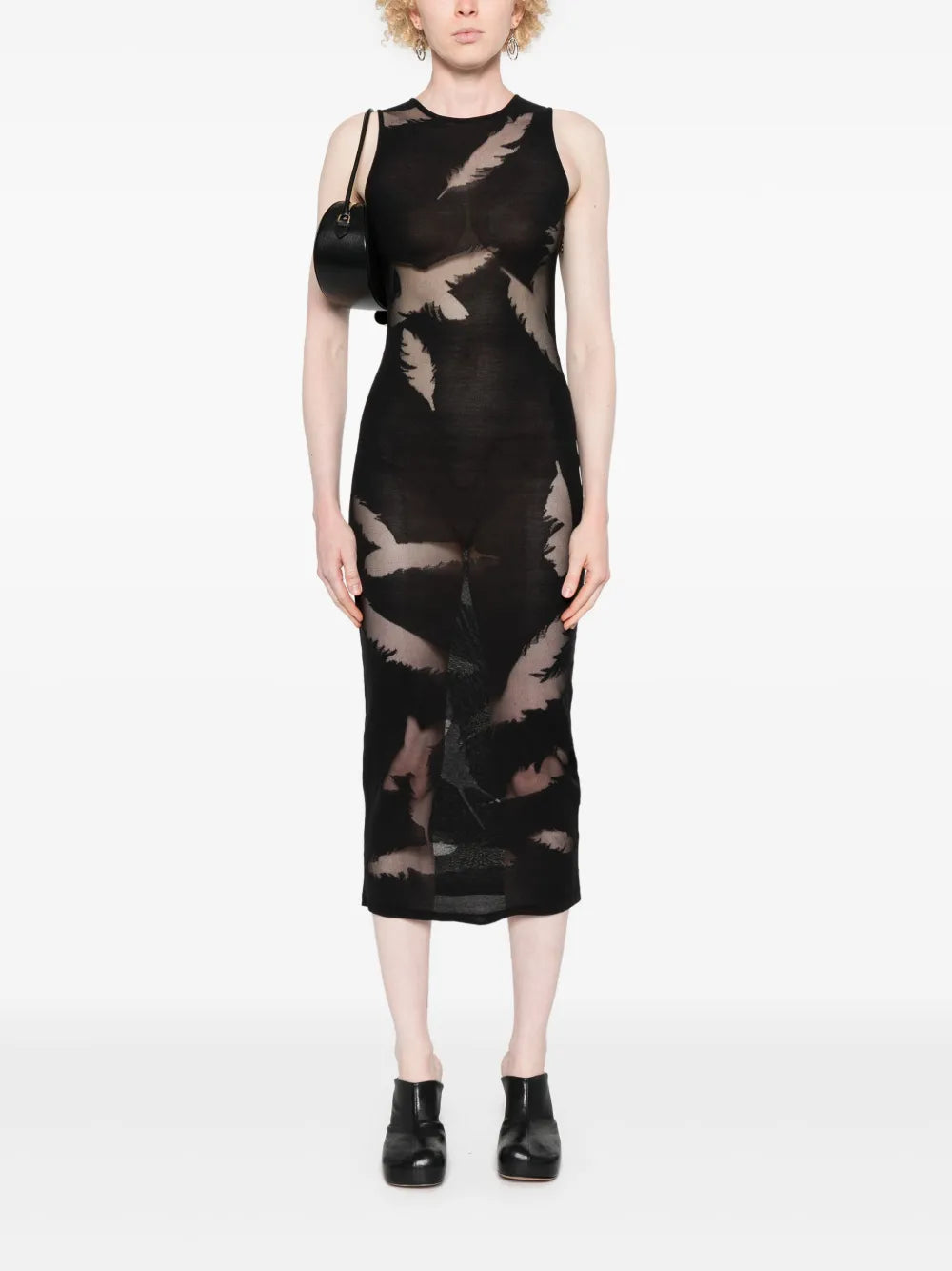 Feather-Intarsia Pencil Dress