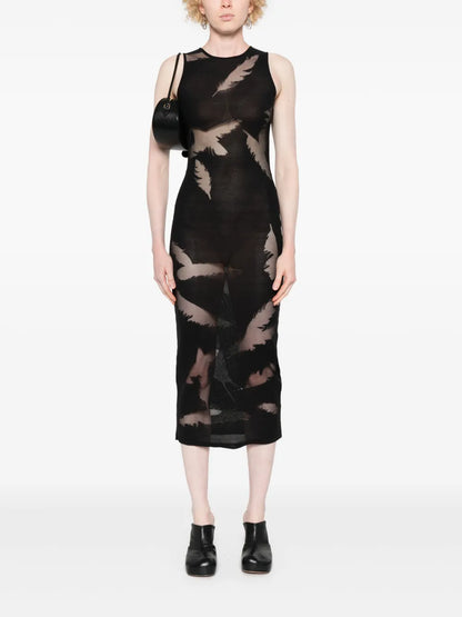 Feather-Intarsia Pencil Dress