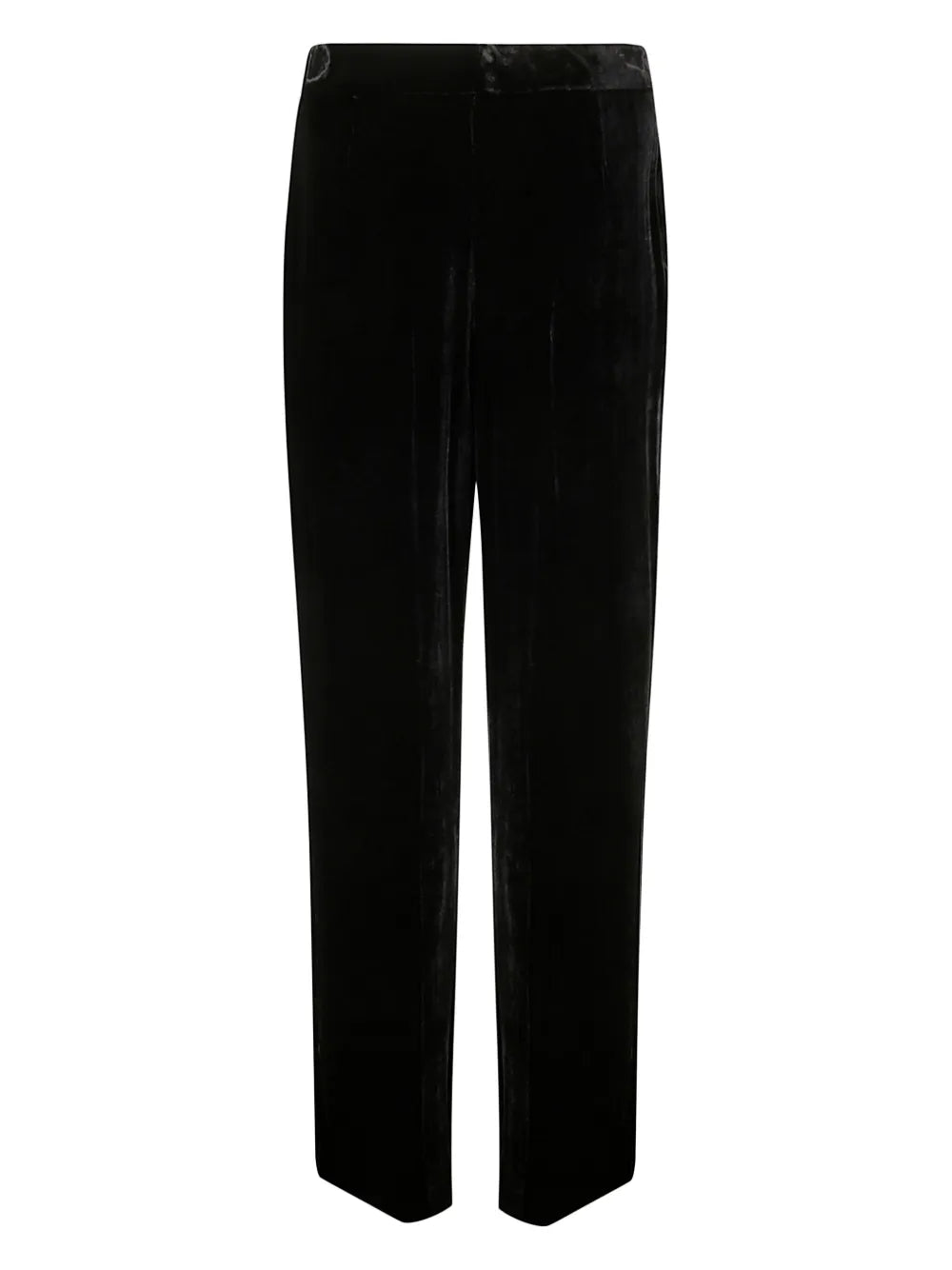 Velvet-Finish Straight Trousers