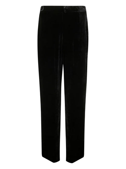 Velvet-Finish Straight Trousers