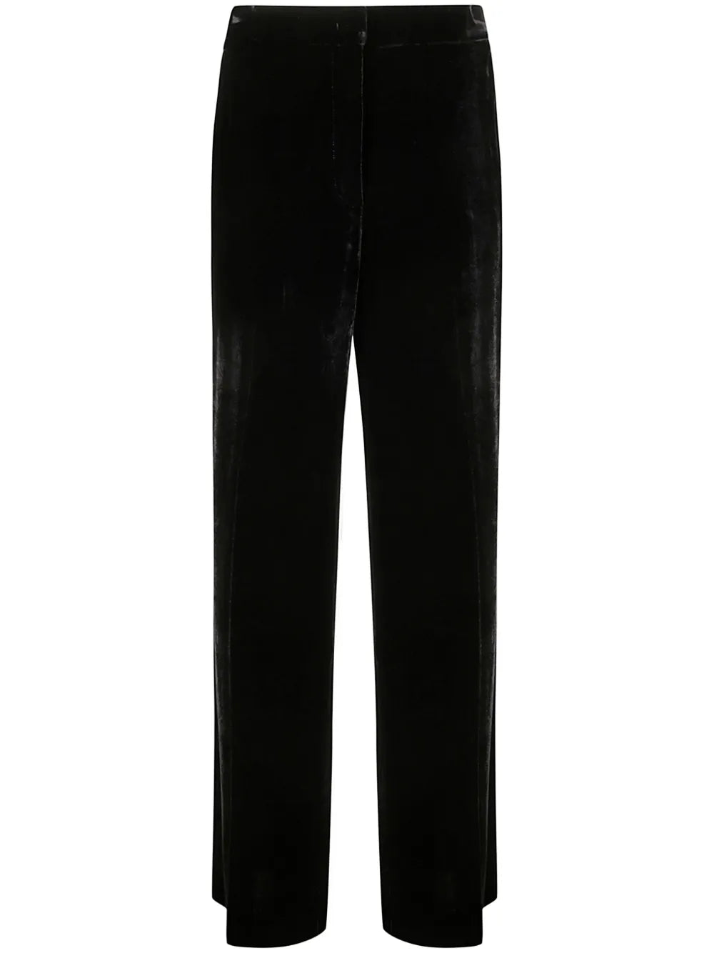 Velvet-Finish Straight Trousers