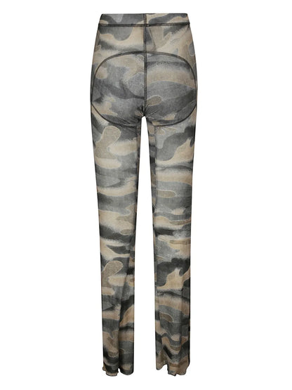 Camouflage-Print Flared Trousers