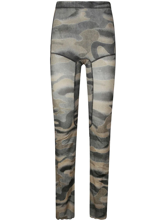 Camouflage-Print Flared Trousers