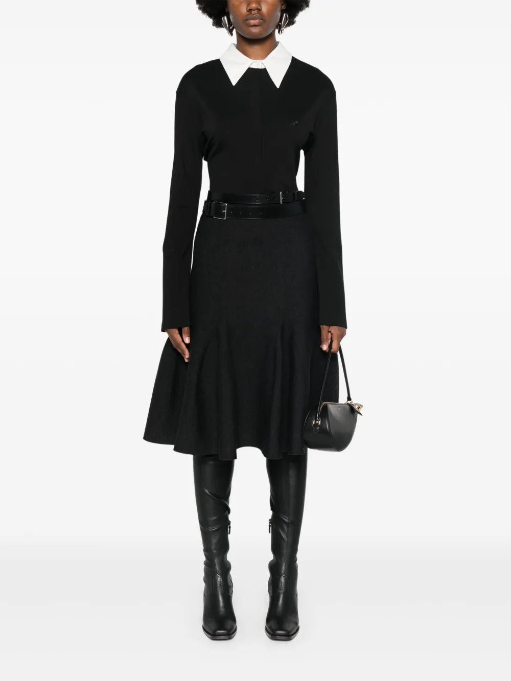 Godet Knit Midi Skirt