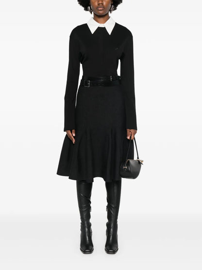 Godet Knit Midi Skirt