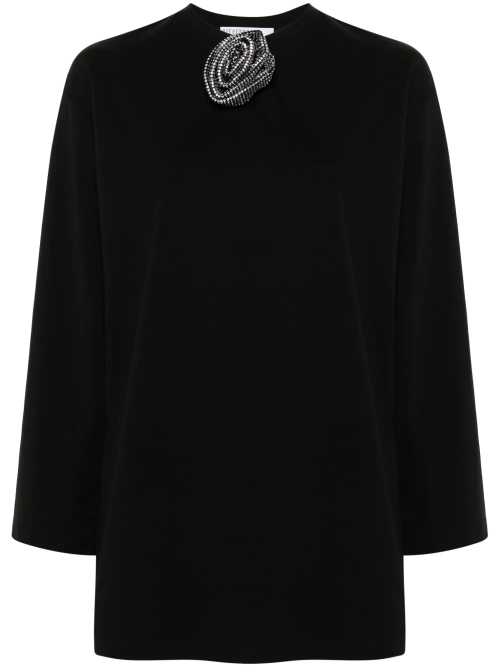 Rhinestone-Flower Brooch T-Shirt Dress