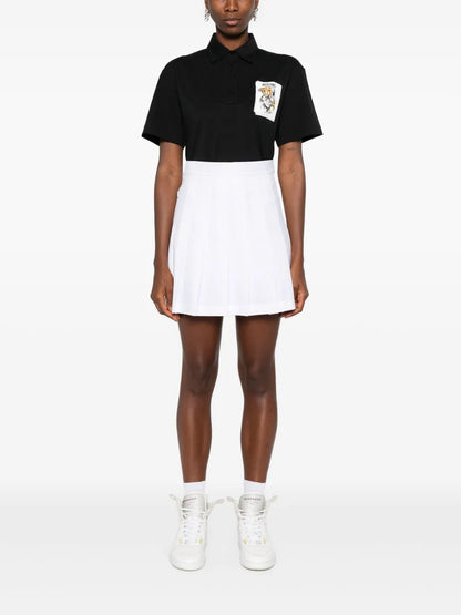 Teddy Bear-Print Polo Top