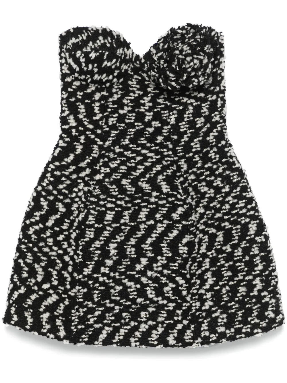 Floral-Appliqué Bouclé Mini Dress