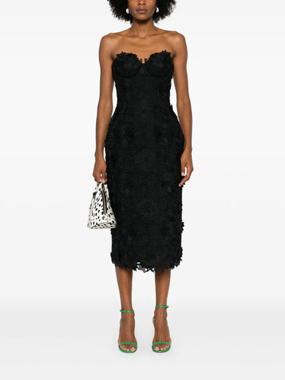 3D-Flowers Macramé Midi Dress