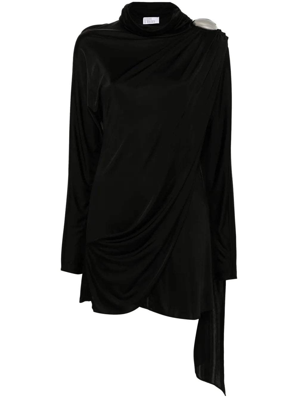 Brooch-Detail Mini Dress