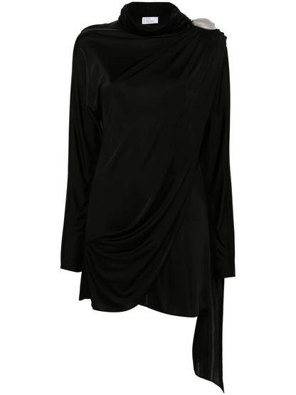 Brooch-Detail Mini Dress