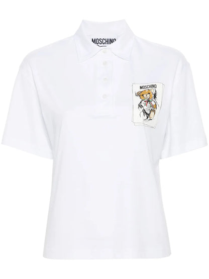 Teddy Bear Print Polo Top
