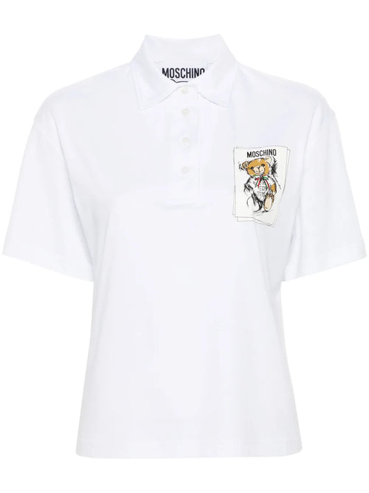 Teddy Bear Print Polo Top