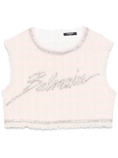 Crystal-Embellished Cropped Top